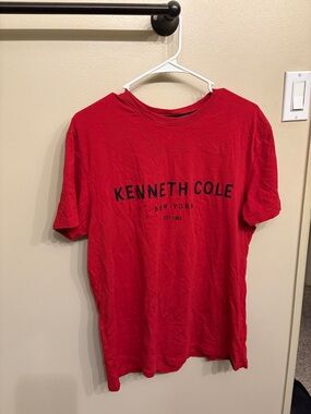 Kenneth Cole Red Crewneck T-Shirt with Black Logo